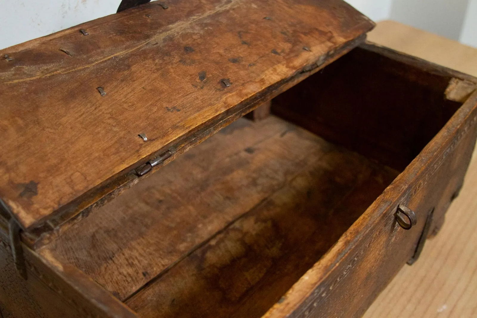 Rustic Carved Antique Cash Box - 6