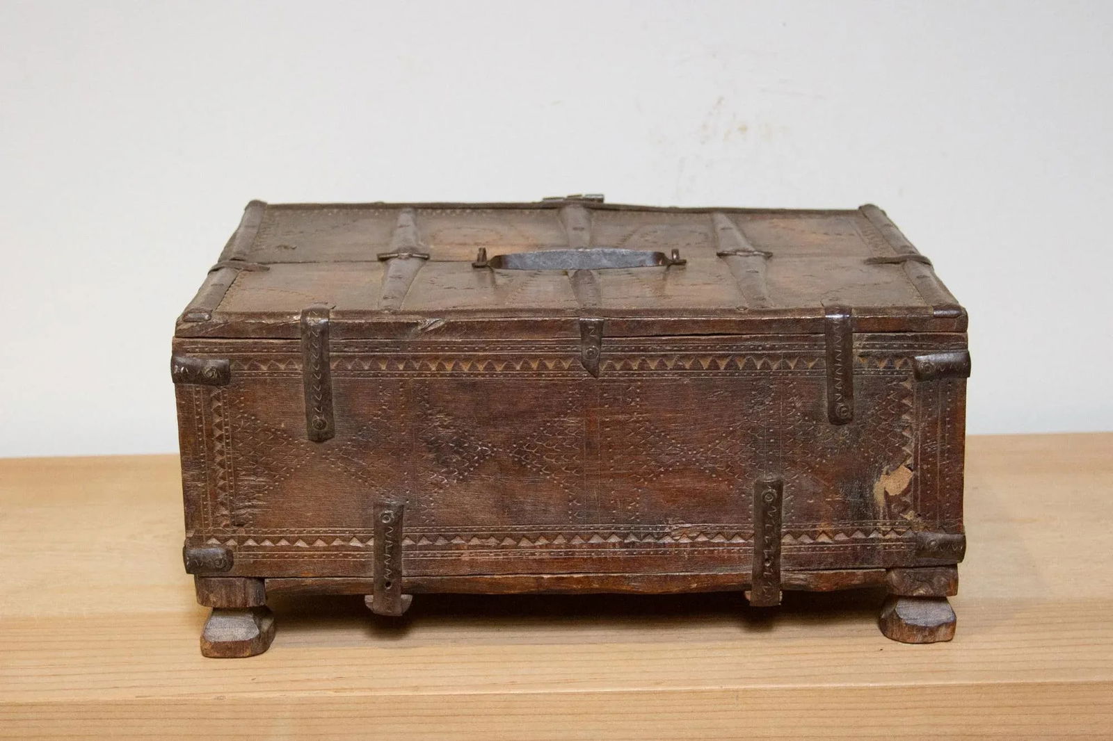 Rustic Carved Antique Cash Box - 7