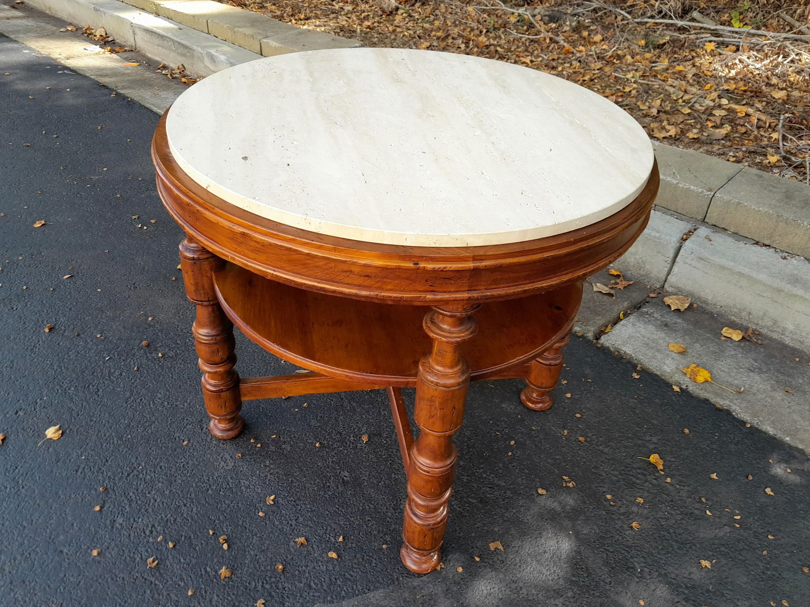 1990s Milling Road for Baker Italian Provincial Walnut and Stone Center Side Table - 7