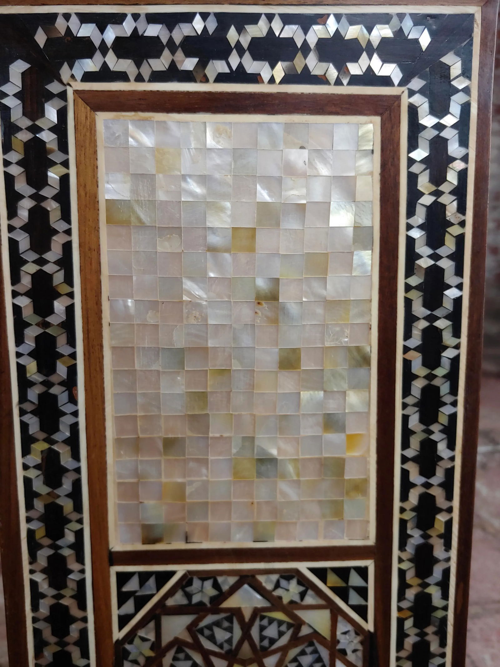 Vintage Syrian "Tower Shaped" Petite Inlaid Stands - a Pair - 8