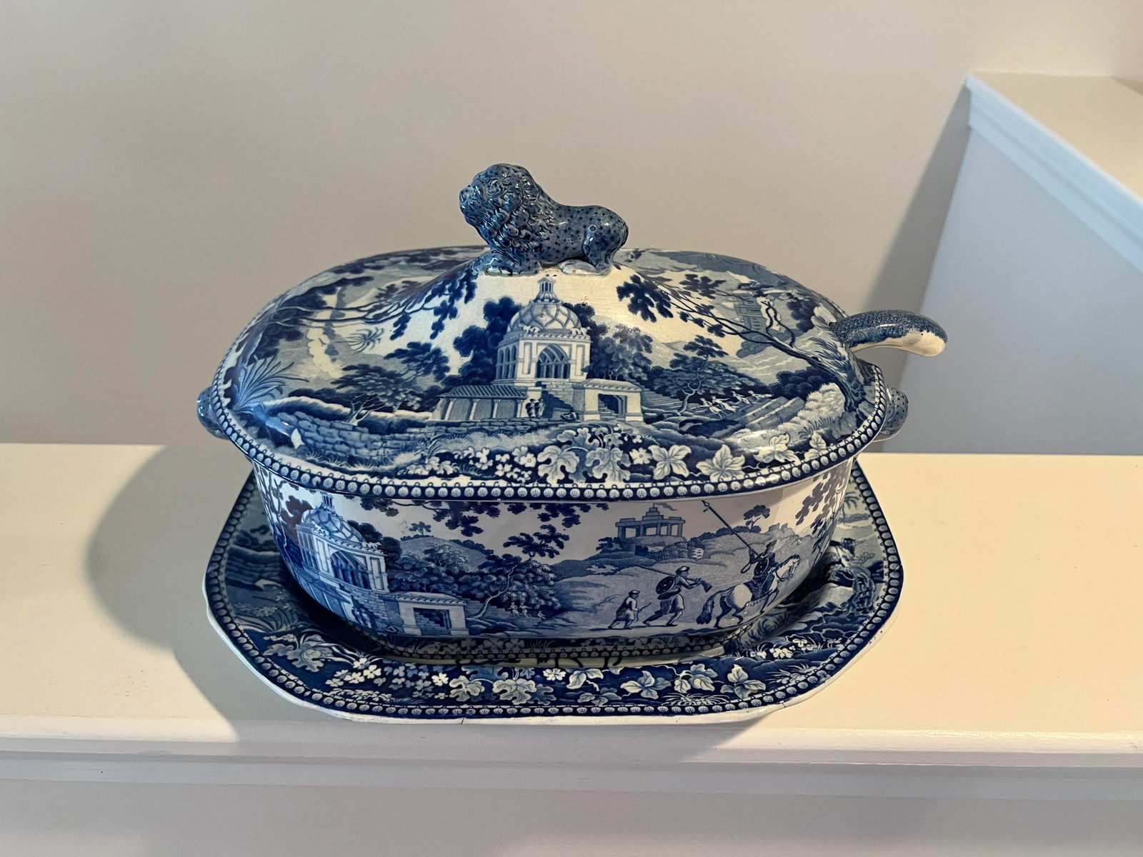 John Rogers Staffordshire "Musketeer" Pattern Soup Tureen & Under Tray C. 1820 - 2