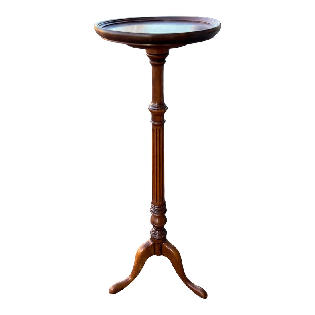 Vintage Hardwood Triple Foot Pedestal Stand: Vintage Centennial Hardwood Triple Foot Pedestal Stand in a Rich Medium Colored Wood . Stands at 40 inches tall. Great for Displaying Plants or Small Statues . Condition: Alterations: Original