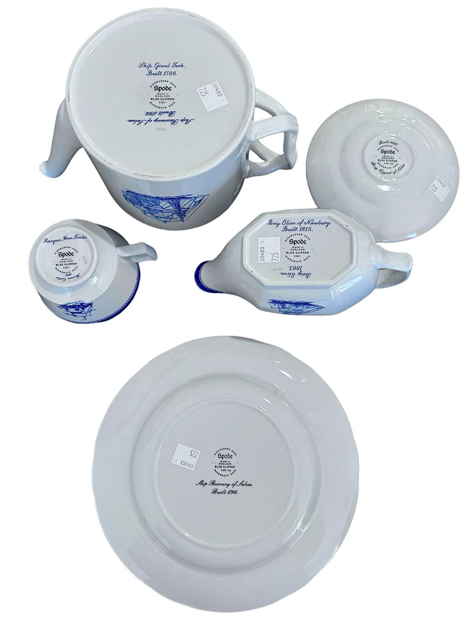 Late 20th Century Spode Blue Clipper Tea Set for 10 - 33 Pieces - 9