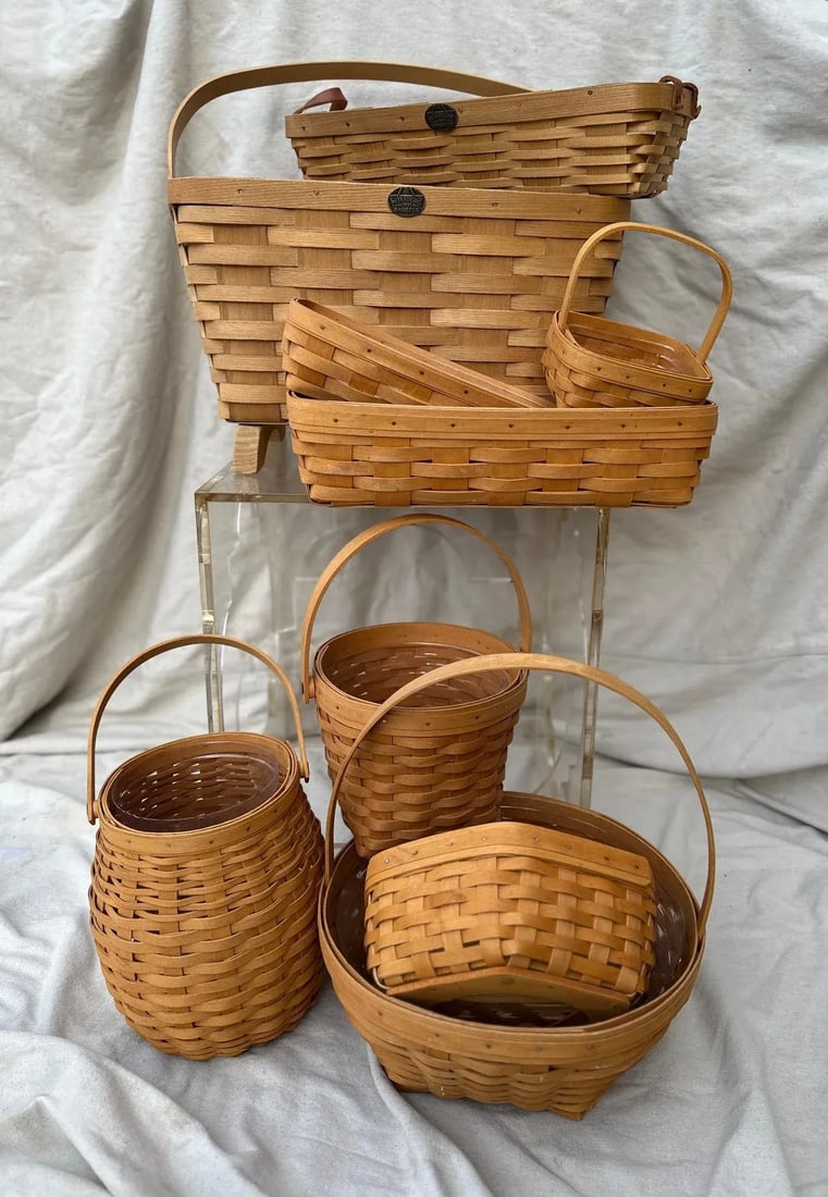Vintage Lot of 9 Peterboro/Longaberger Handwoven Baskets - 2