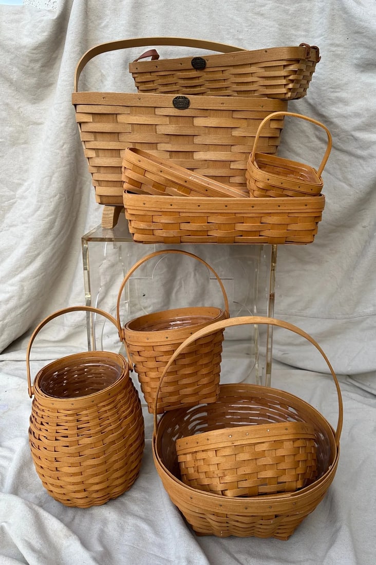 Vintage Lot of 9 Peterboro/Longaberger Handwoven Baskets - 3