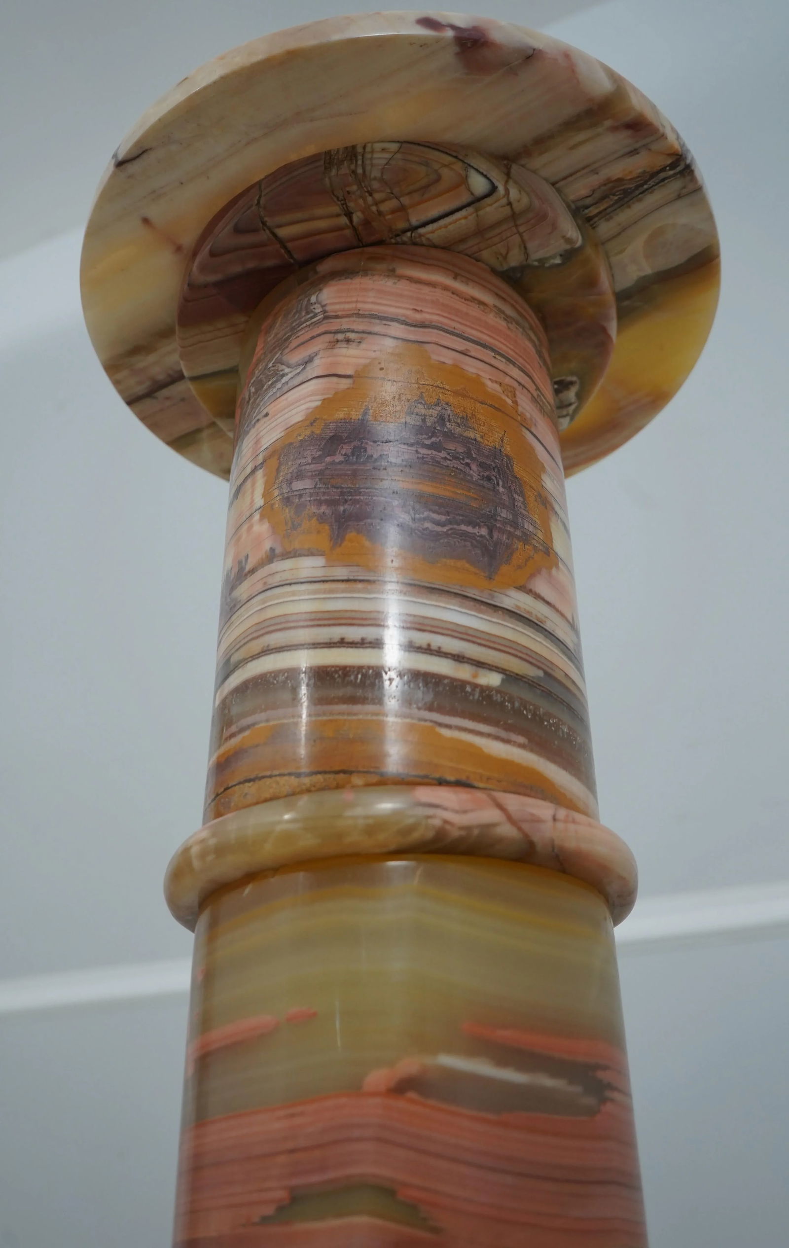 Pair Marble Lighted Base Pedestal Stands - 4