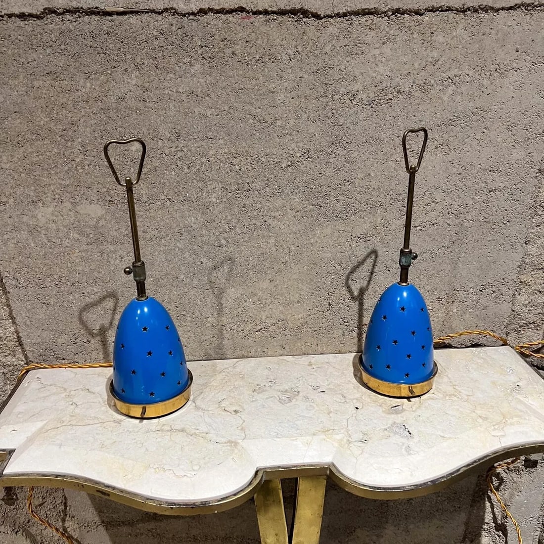 1950s Angelo Lelii Italian Blue Stelline Table Lamps Arredoluce - 3