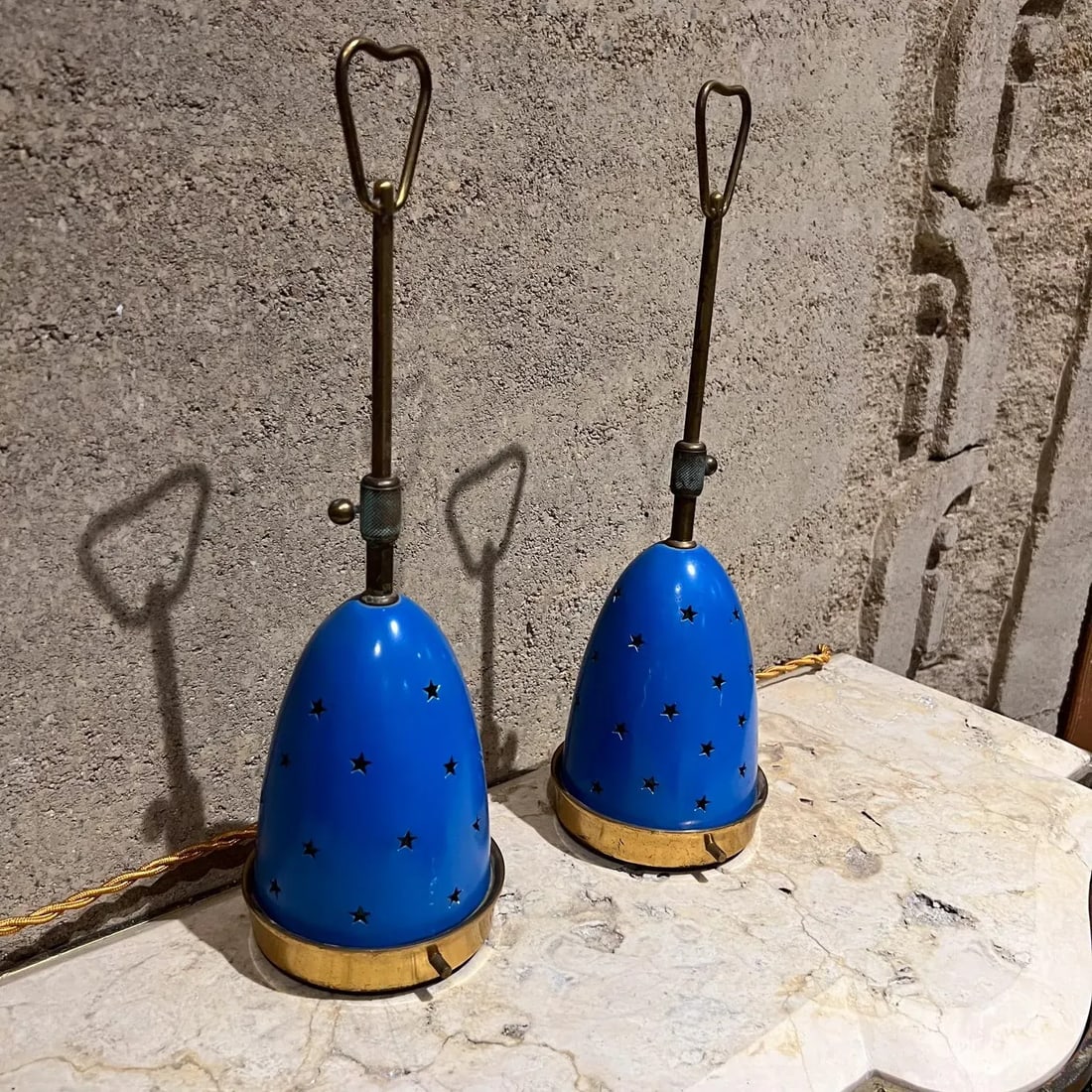 1950s Angelo Lelii Italian Blue Stelline Table Lamps Arredoluce - 4