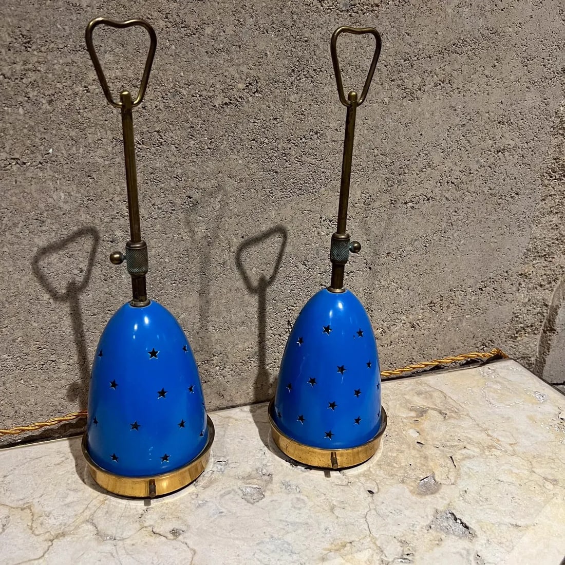 1950s Angelo Lelii Italian Blue Stelline Table Lamps Arredoluce - 6
