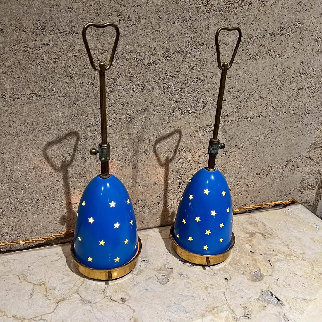 1950s Angelo Lelii Italian Blue Stelline Table Lamps Arredoluce - 7