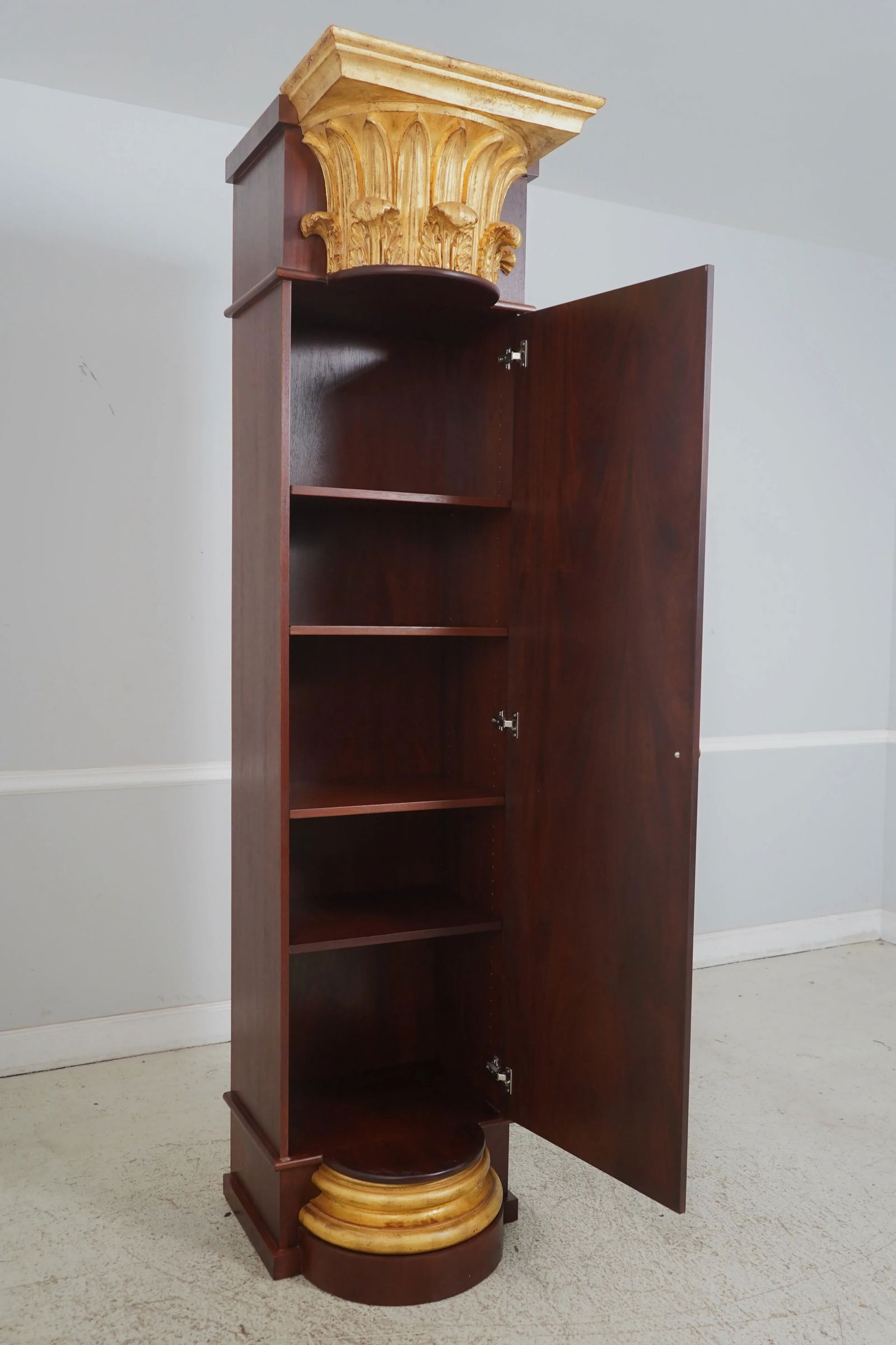 Pair Custom Crafted Large Column 1 Door Cabinets - 3