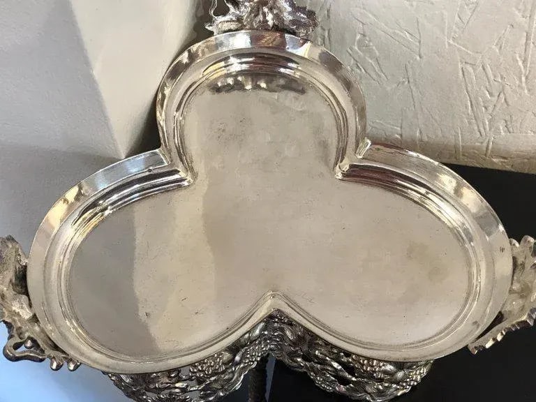 19th Century English Silver Plate and Cranberry Glass Three-Bottle Tauntless - 2