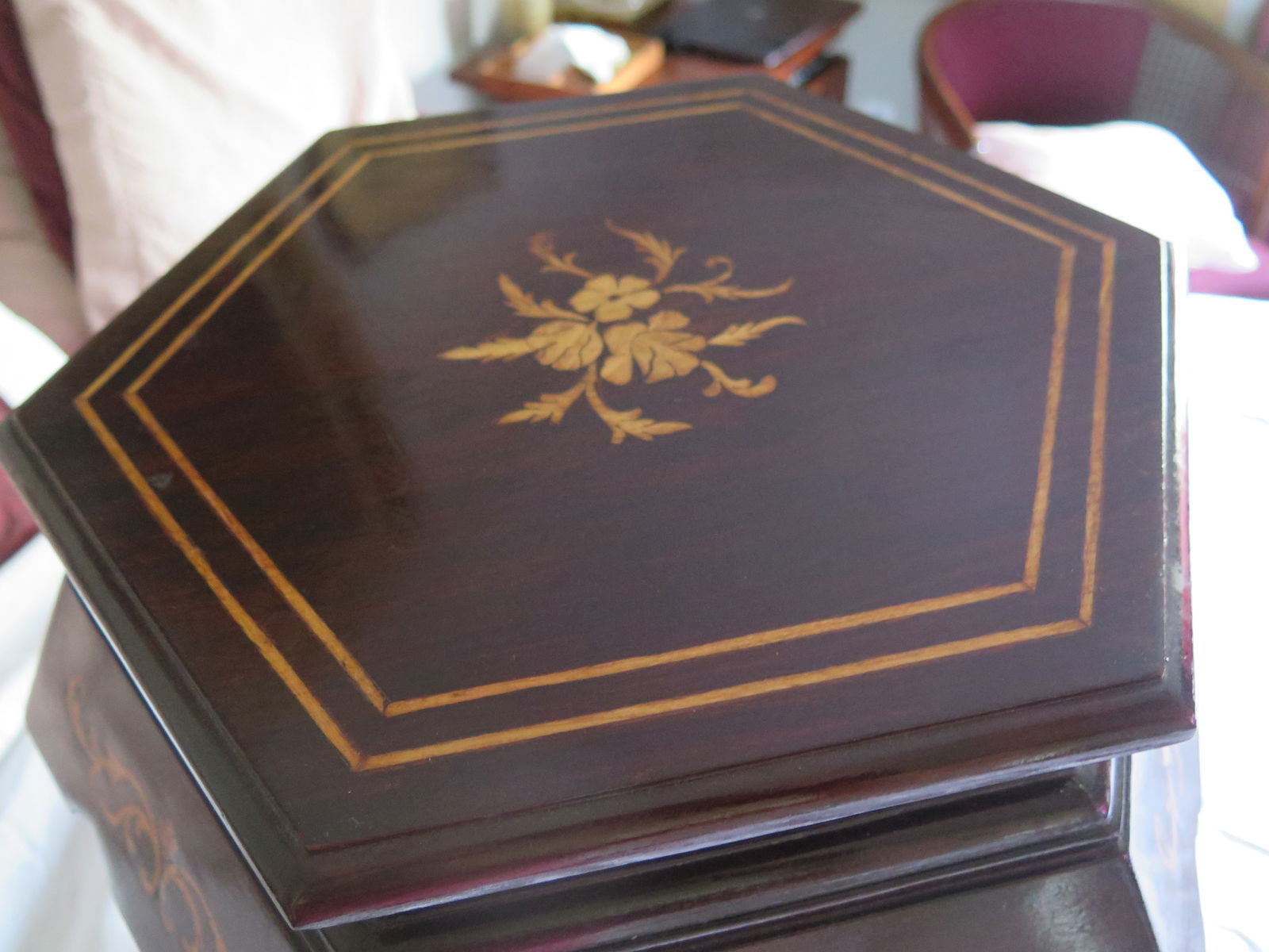 Mid-Century Italian Tabouret Rosewood Octagonal Inlay Pedestal Table/Single - 2