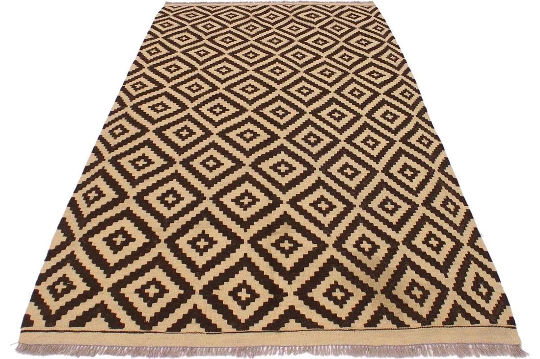Modern Bauhaus Kilim Hand-Woven Wool Rug -4'2" X 6'7" - 5
