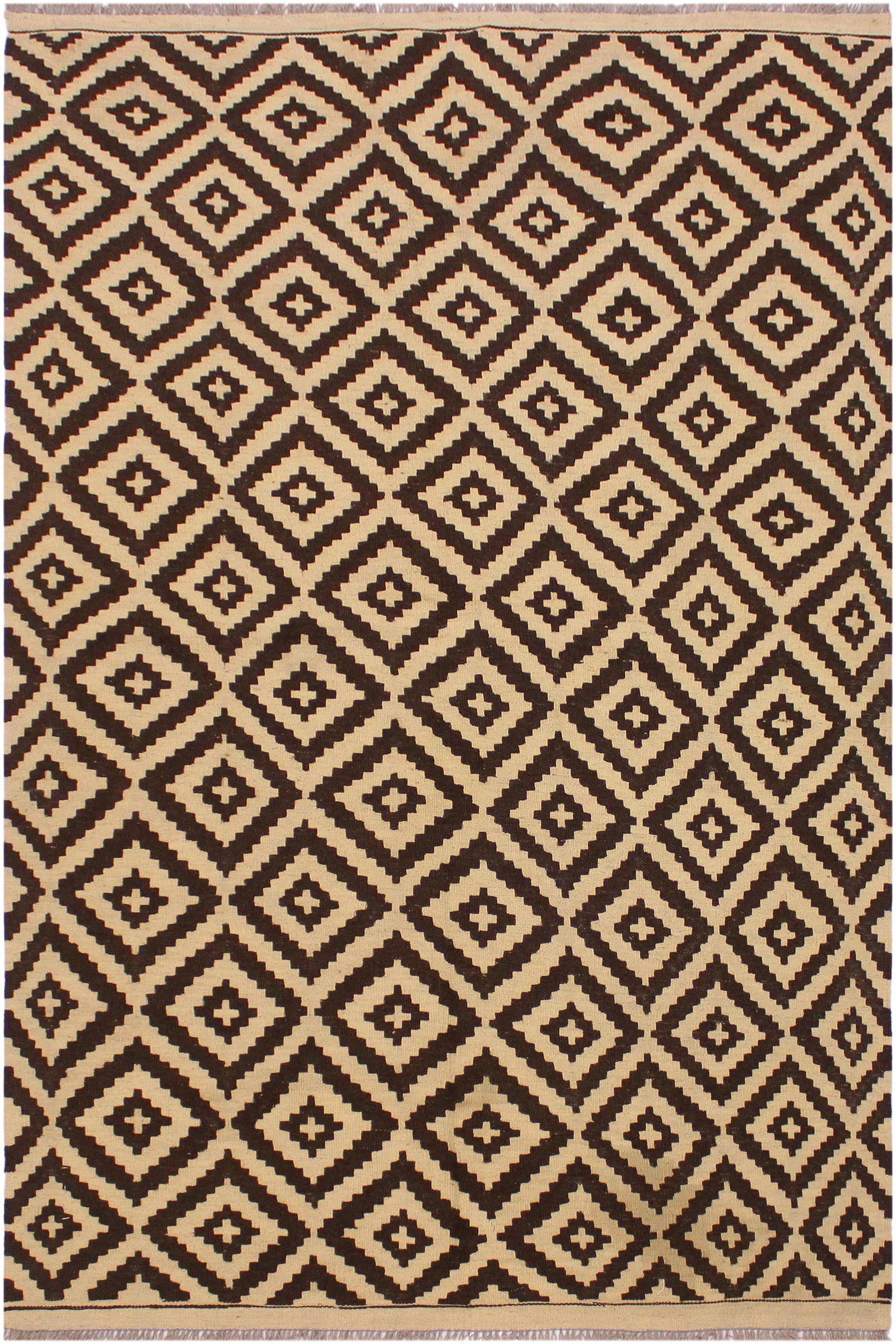 Modern Bauhaus Kilim Hand-Woven Wool Rug -4'2" X 6'7" - 8