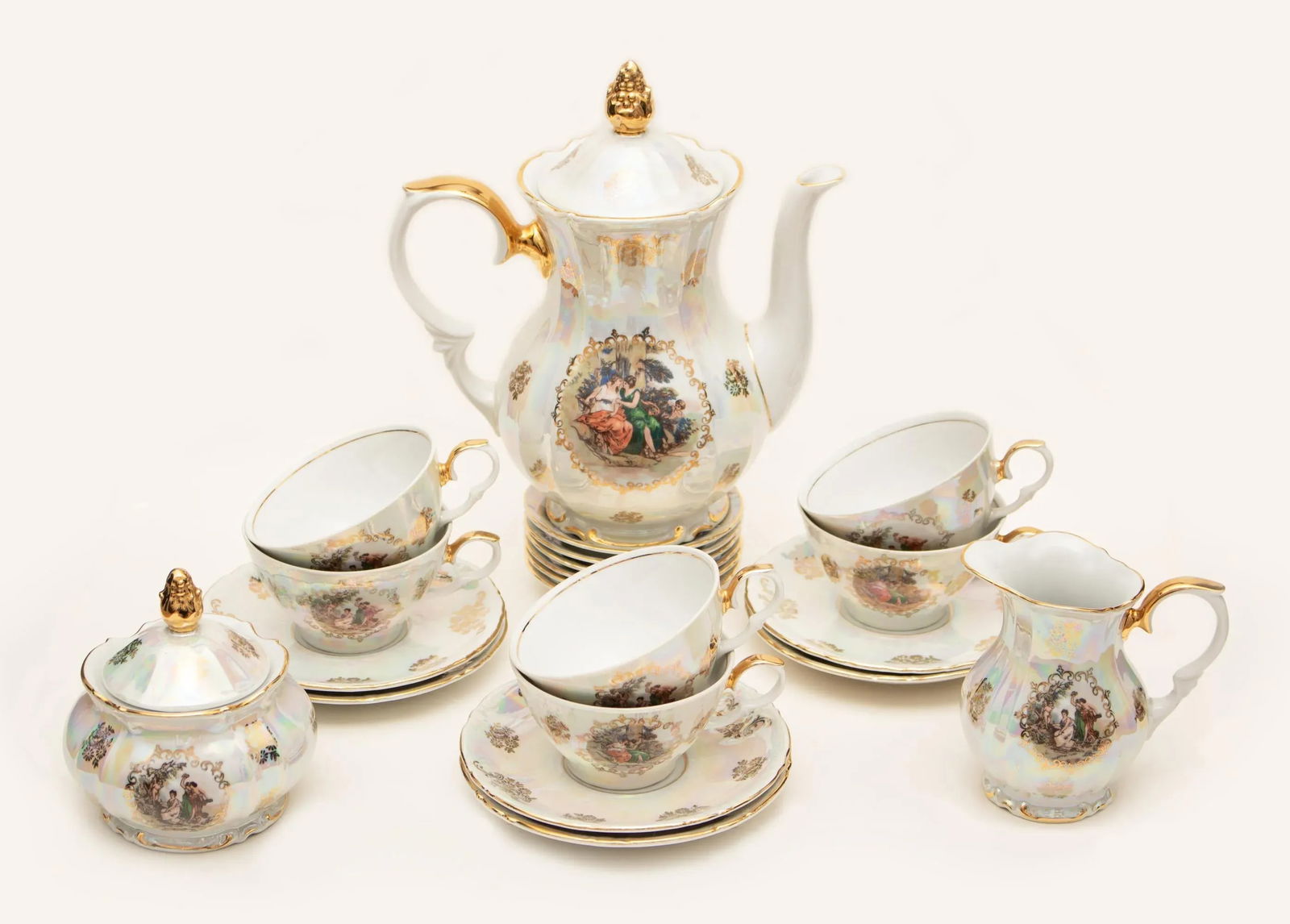 Circa 1970s Kahla 22k Gold German Porcelain Tea Set for Six- 21 Pieces - 2