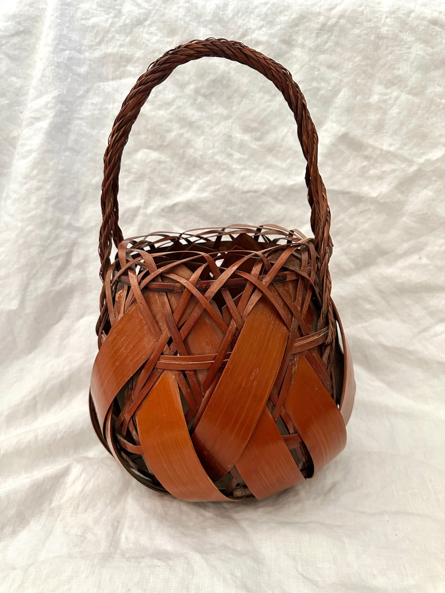 Antique Japanese Woven Bamboo Ikebana Basket - 2