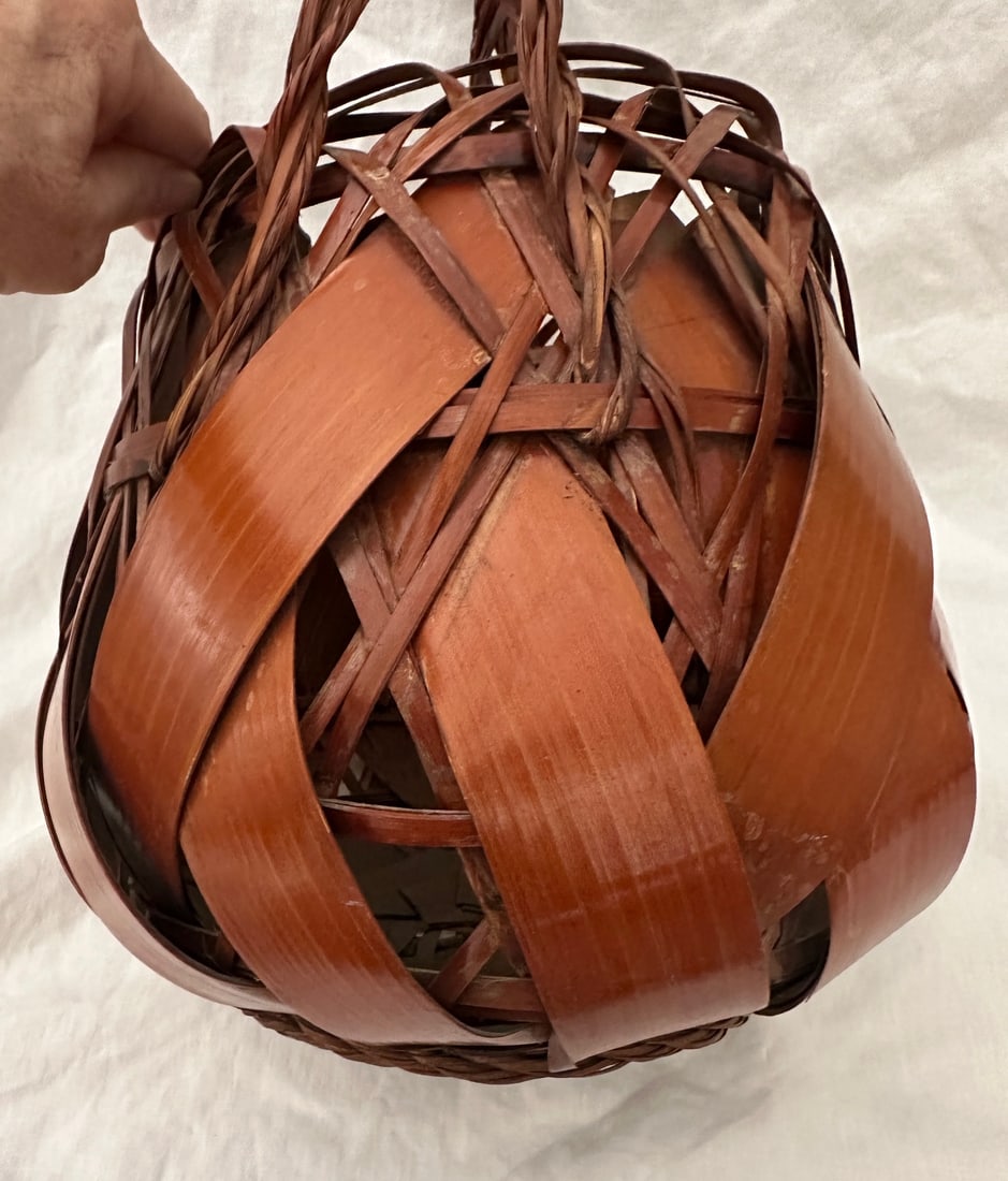 Antique Japanese Woven Bamboo Ikebana Basket - 3