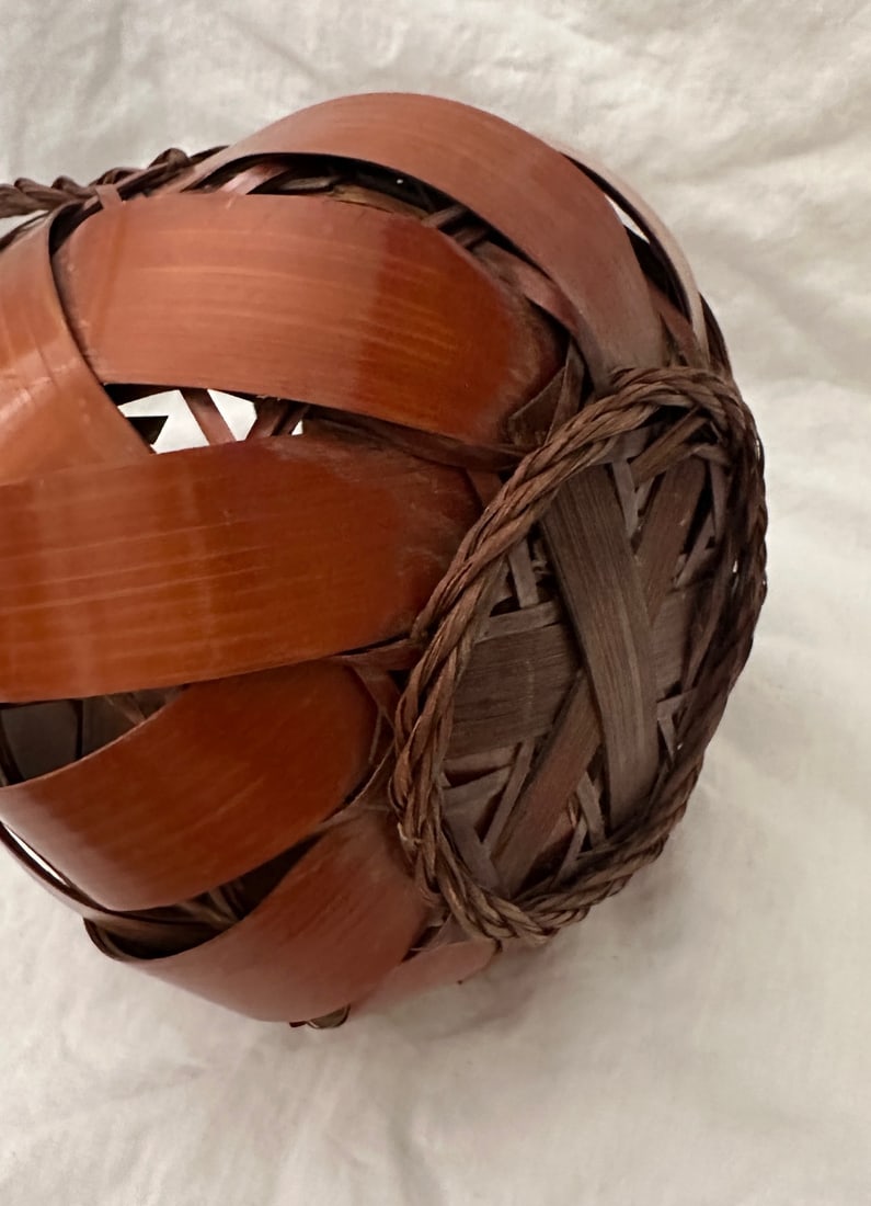 Antique Japanese Woven Bamboo Ikebana Basket - 5