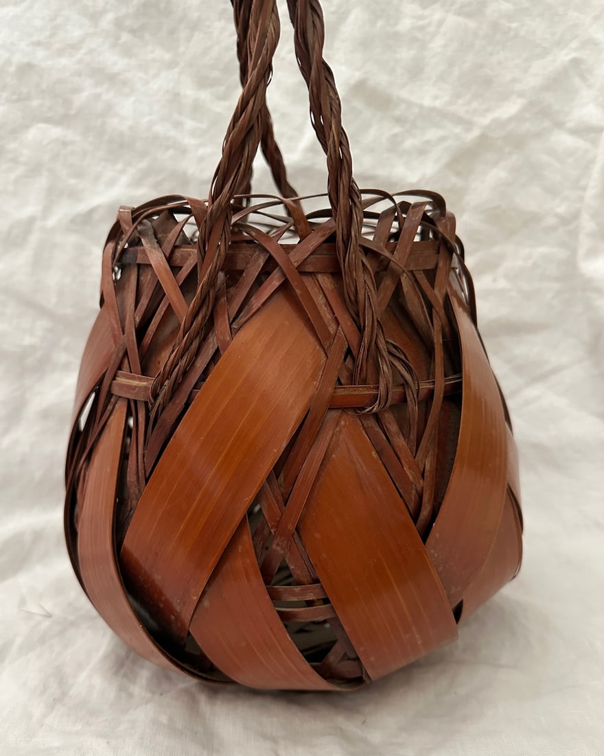 Antique Japanese Woven Bamboo Ikebana Basket - 6