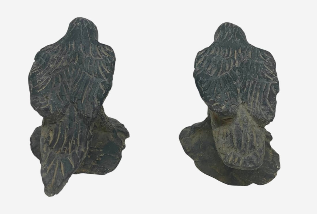 Vintage Hand Forged Cast Iron Decorative Garden Birds - a Pair - 2