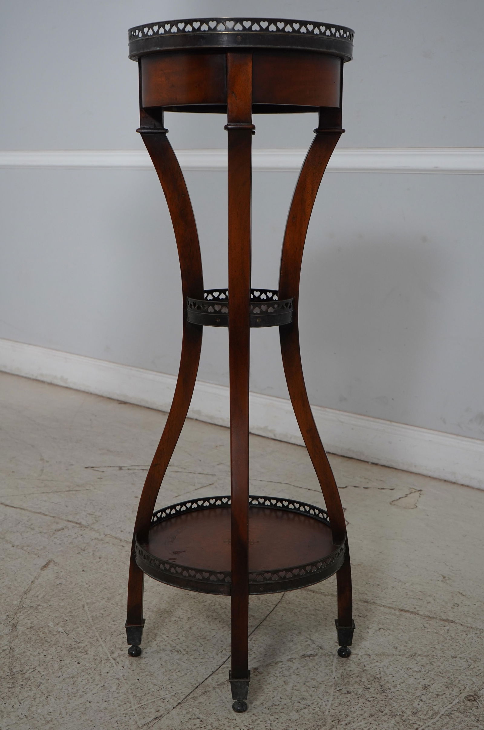 Pair Theodore Alexander Regency Style Leather Top Pedestal Tables - 2