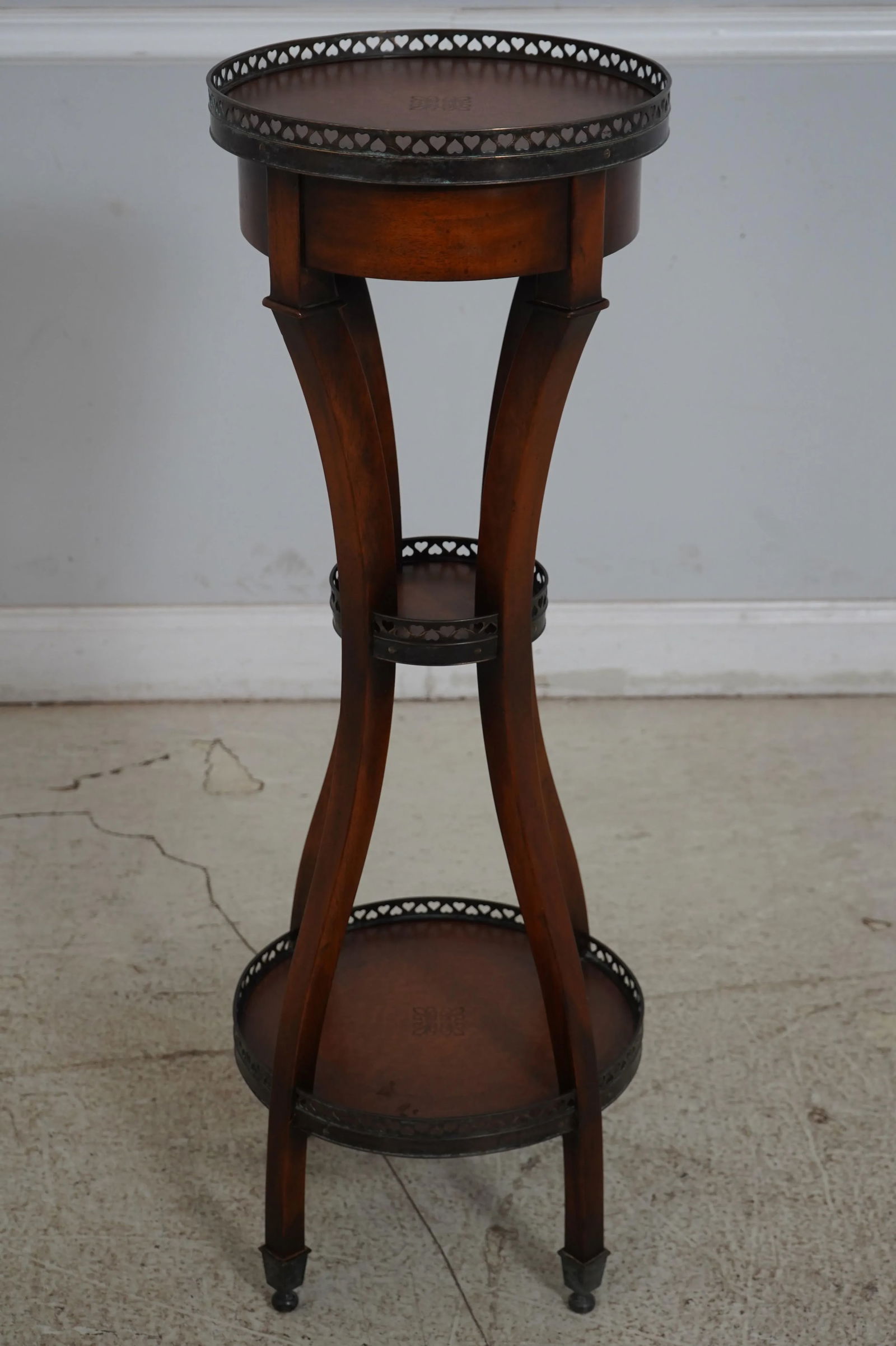 Pair Theodore Alexander Regency Style Leather Top Pedestal Tables - 3