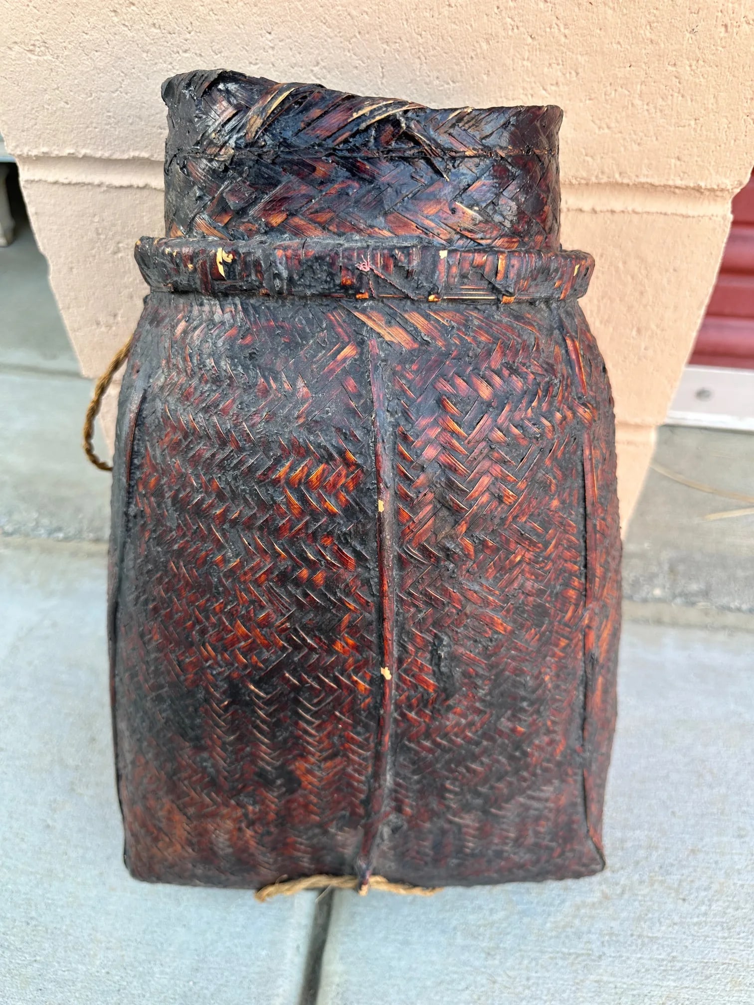 Antique Lacquered Karen Tribe Basket - 3