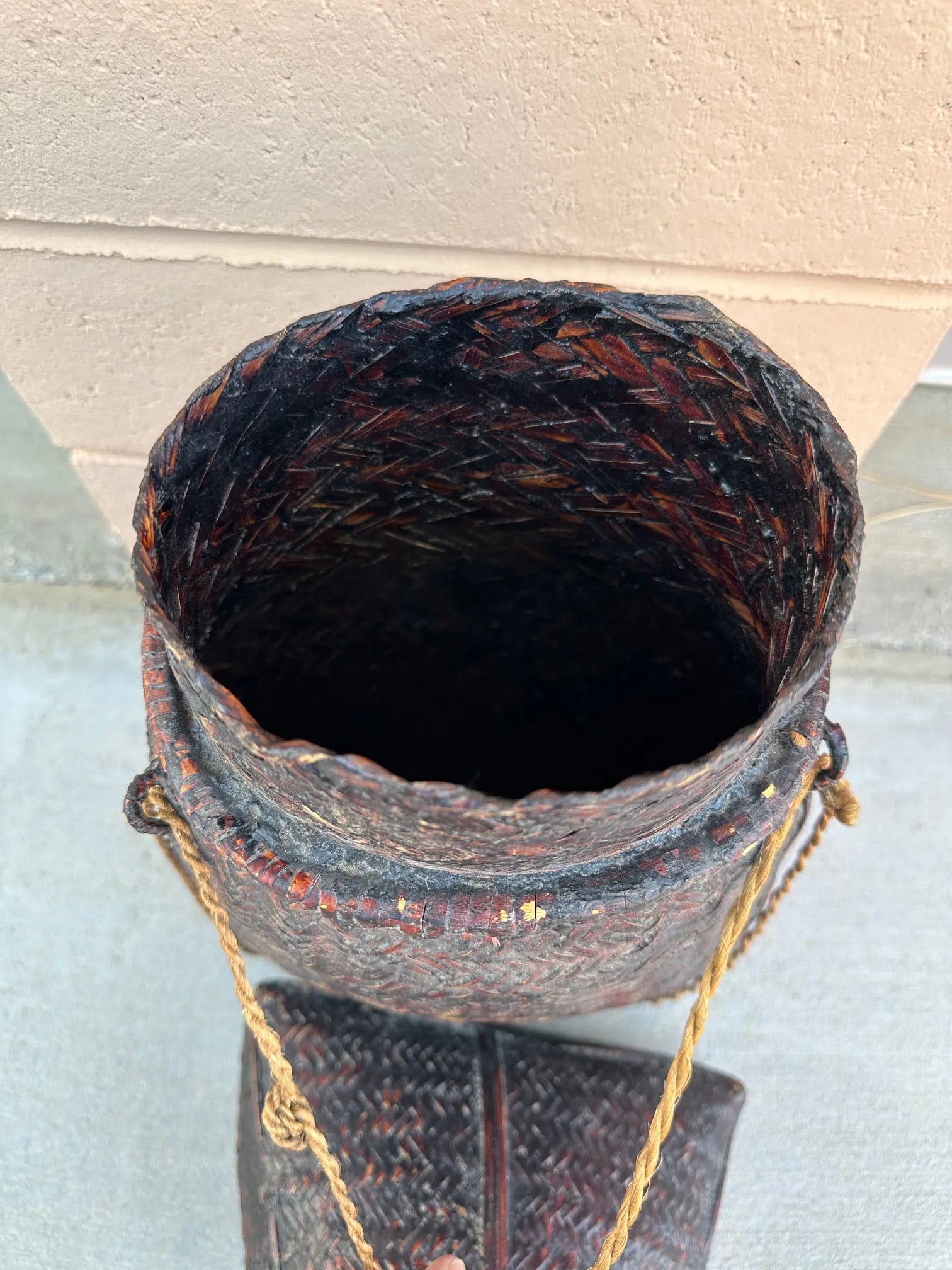 Antique Lacquered Karen Tribe Basket - 4