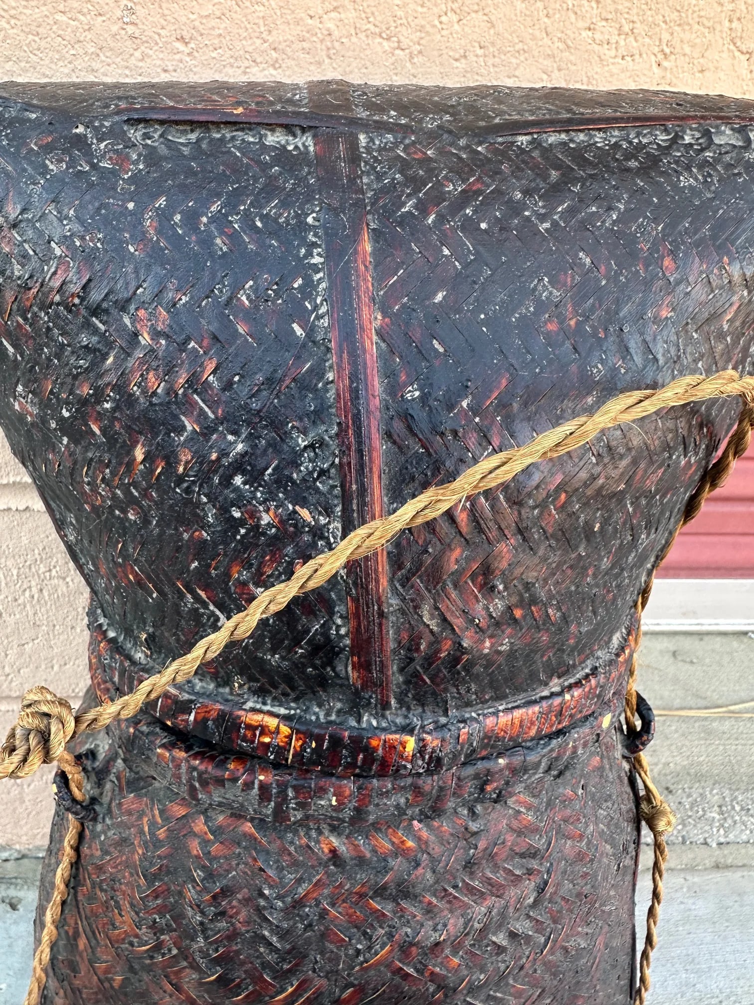 Antique Lacquered Karen Tribe Basket - 5