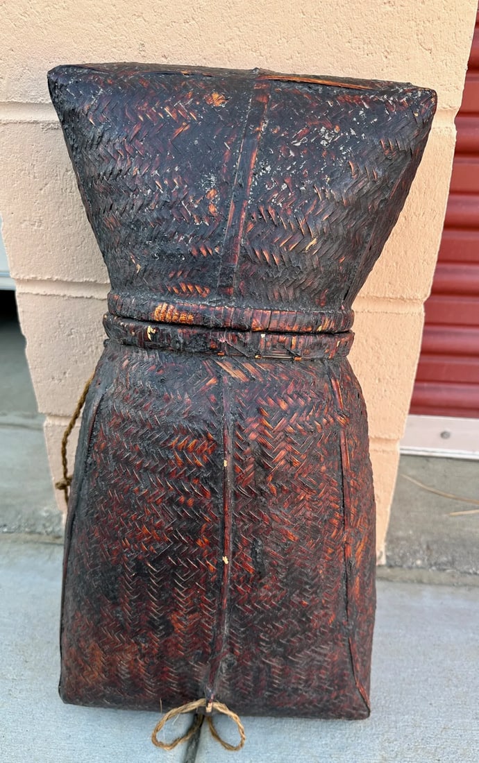 Antique Lacquered Karen Tribe Basket - 6