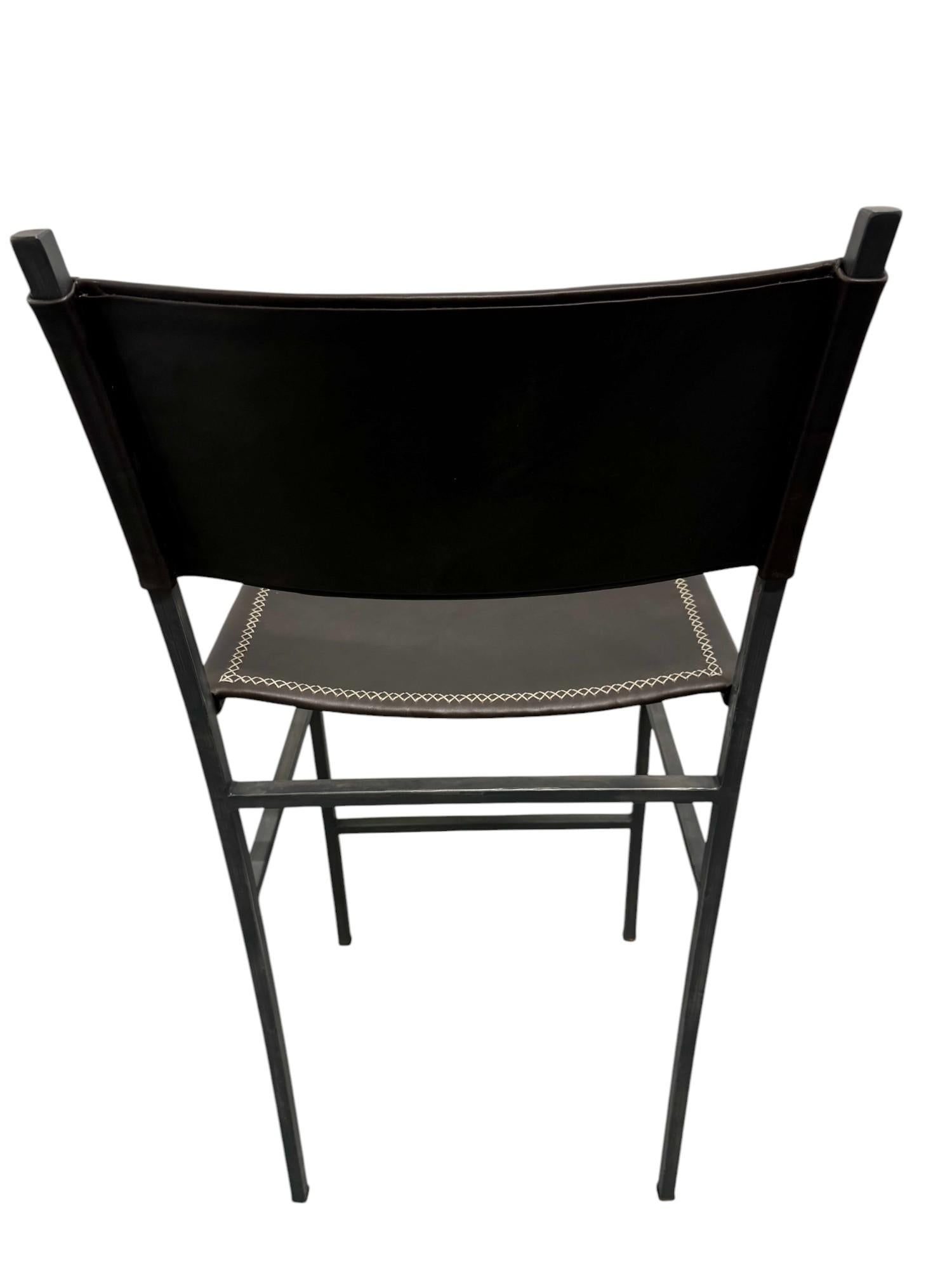 Sol & Luna Brown Leather and Iron Bar Stool - 6