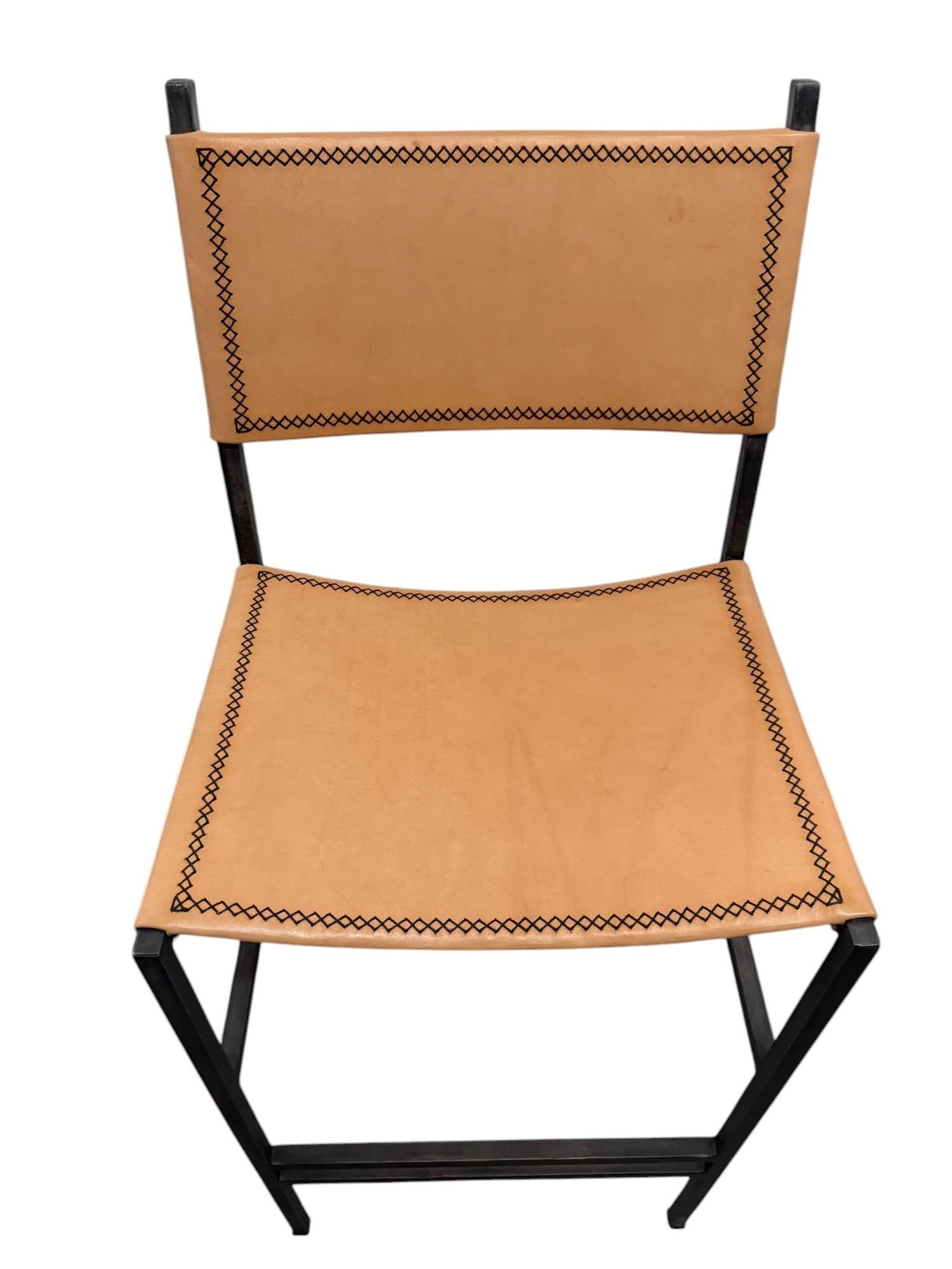 Sol & Luna Tan Leather and Iron Bar Stool - 2
