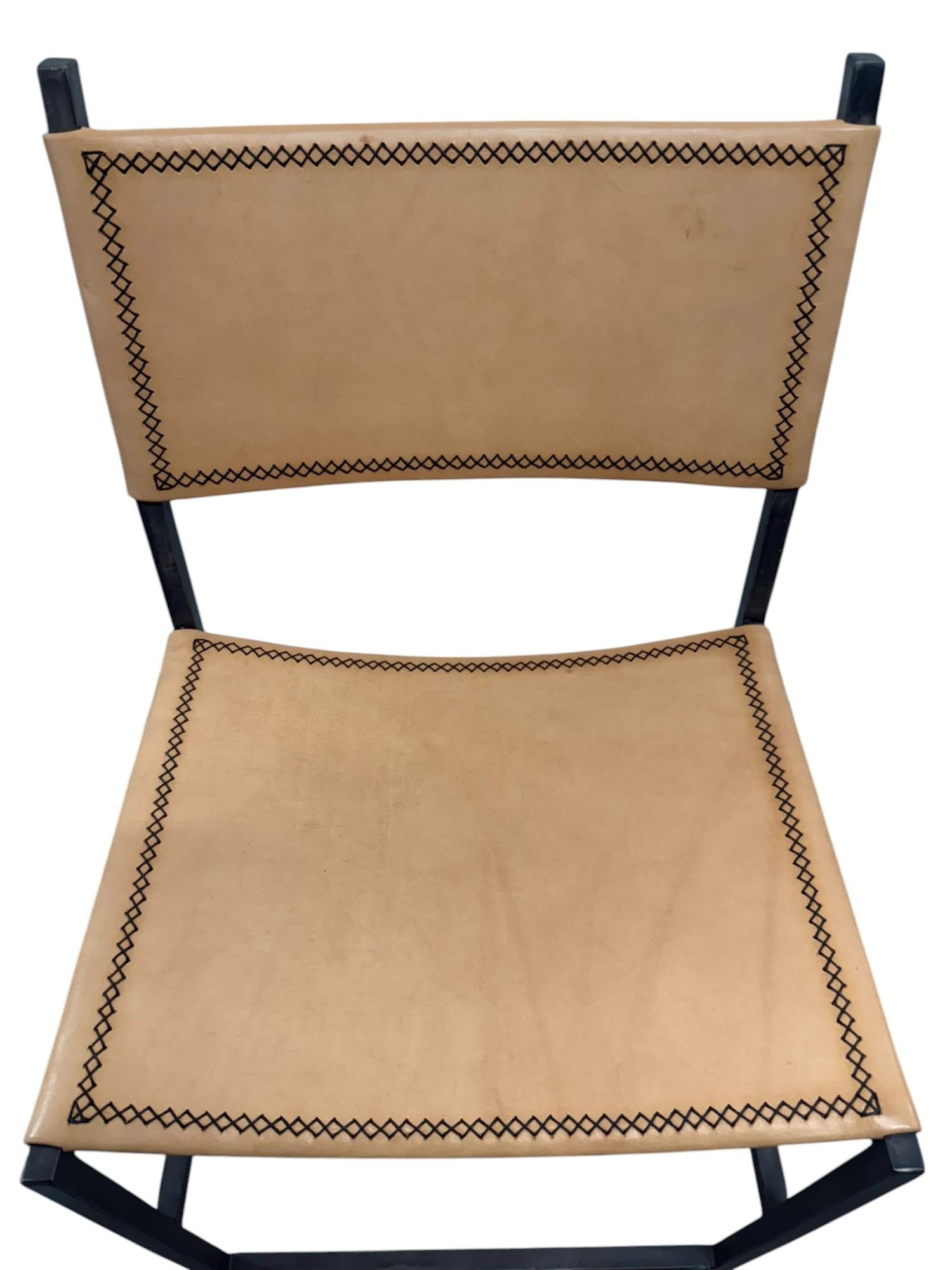 Sol & Luna Tan Leather and Iron Bar Stool - 3