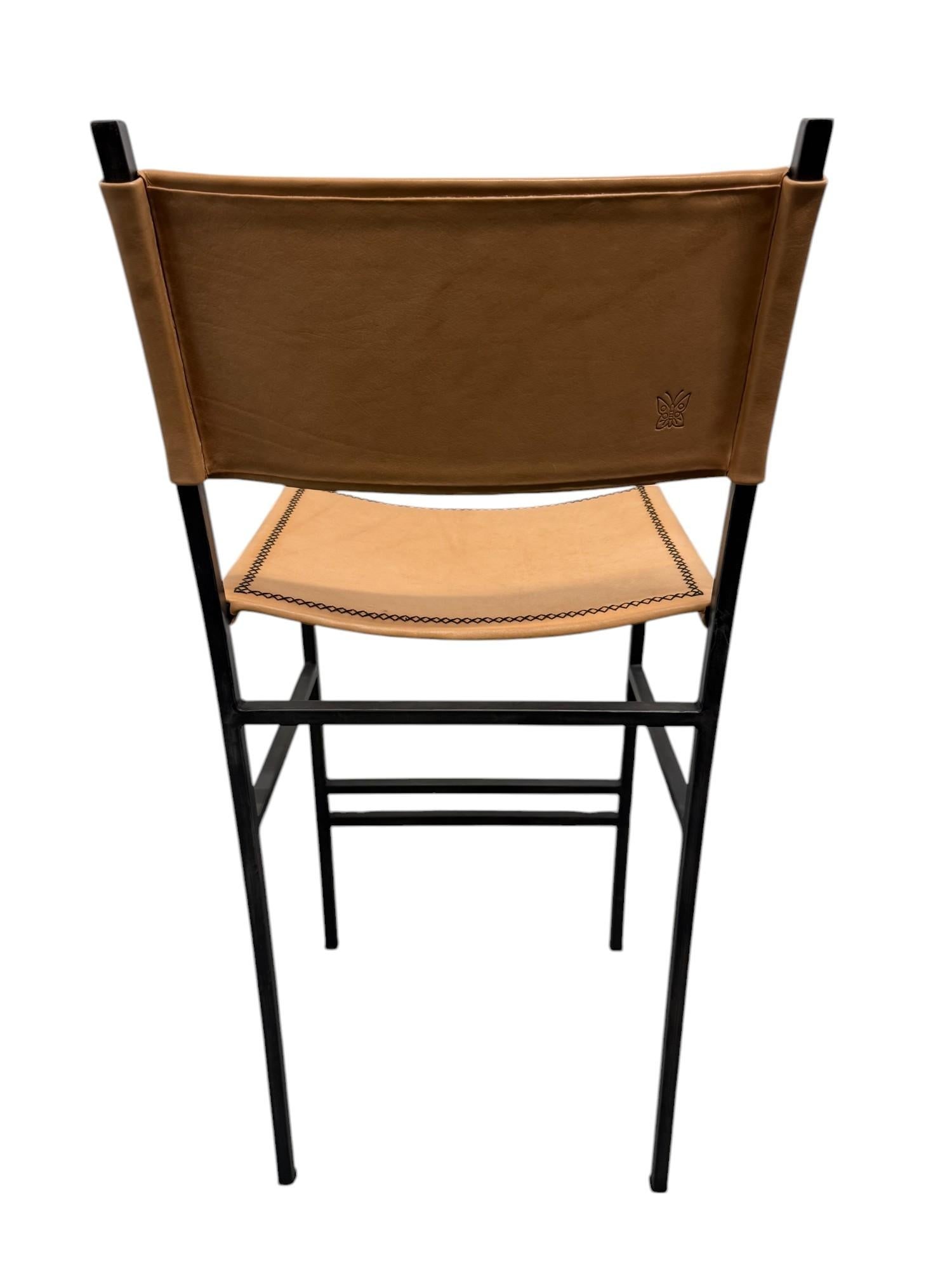 Sol & Luna Tan Leather and Iron Bar Stool - 6