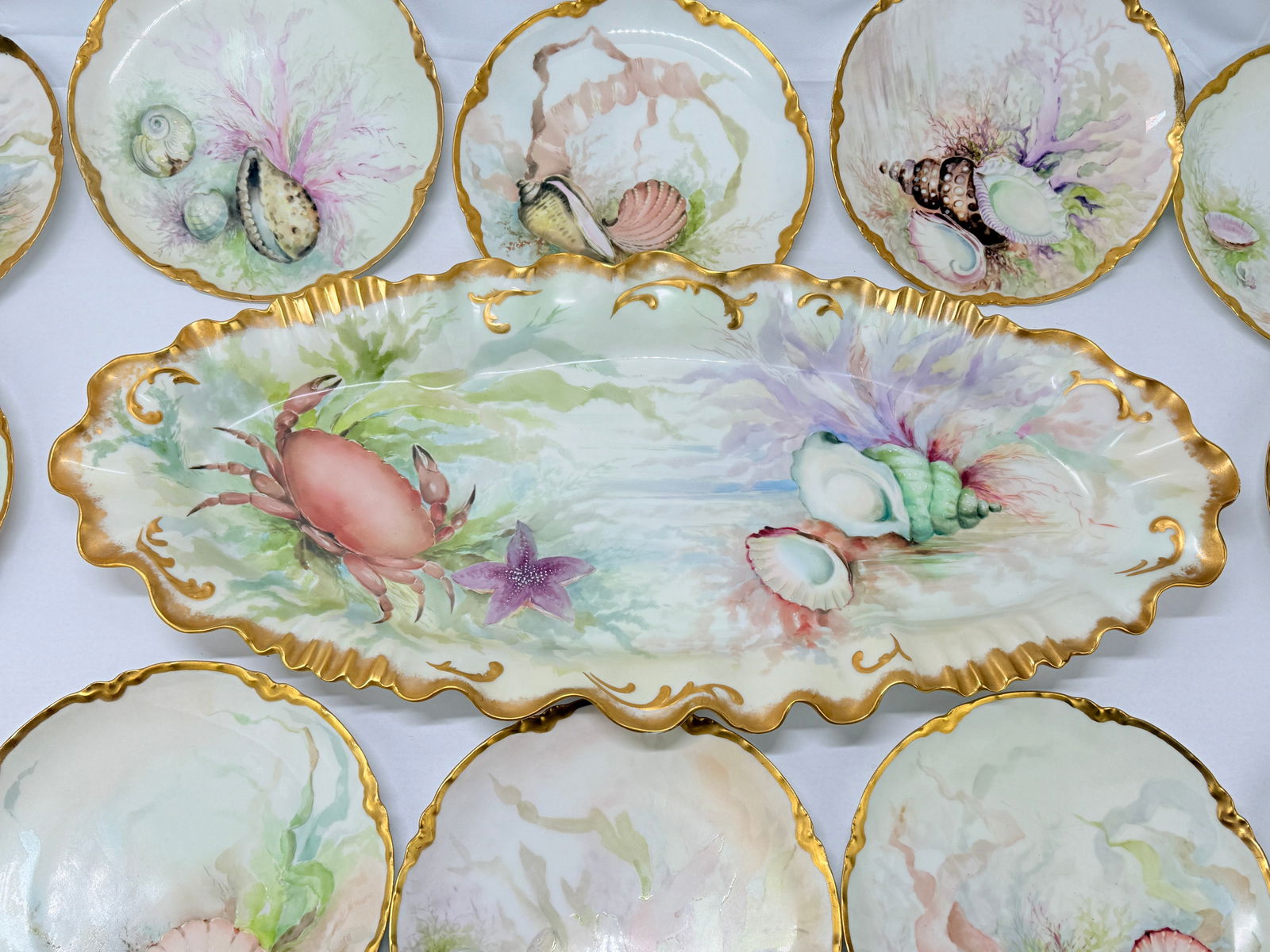 Exceptional 13 Pc, Porcelain Seafood Service by Haviland Limoges Circa. 1890 - 3