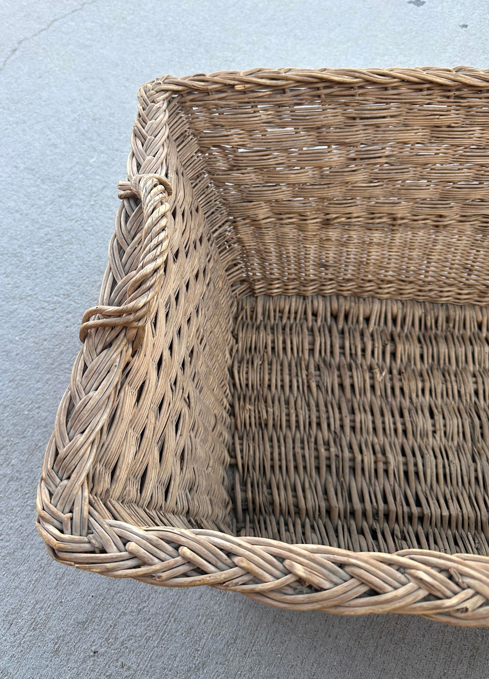 Vintage French Rustic European Rectangle Basket - 4