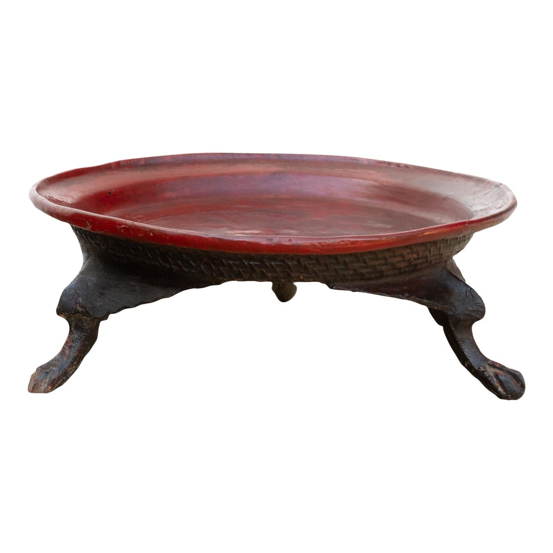 Offering Elegance, Antique Burmese Lacquered Tray: This antique Burmese lacquered tray, a captivating blend of artistry and functionality, invites a touch of Eastern elegance into your home. Likely dating back to the 19th century, this tray showcases