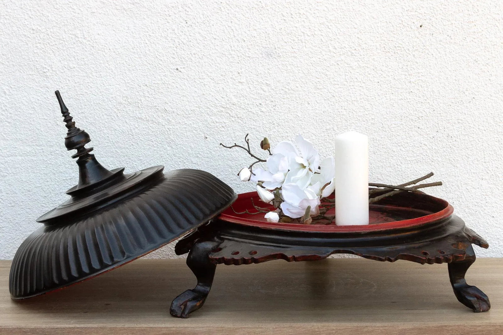 Antique Black Lacquered Burmese Offering Vessel - 10
