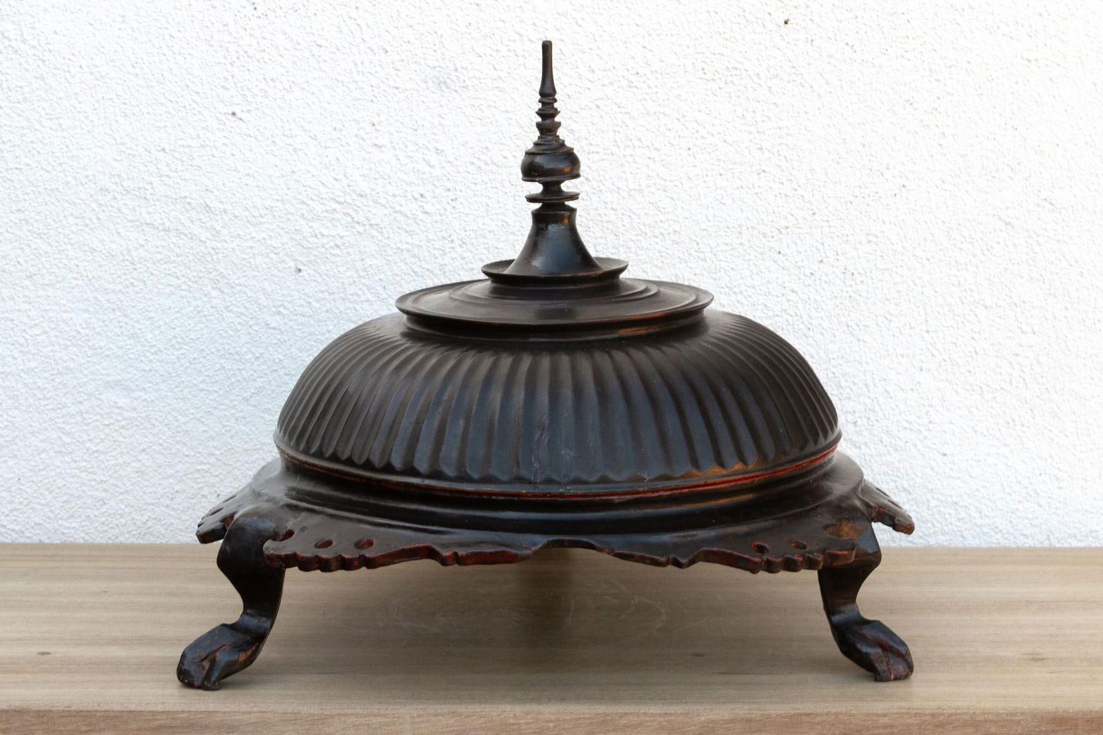 Antique Black Lacquered Burmese Offering Vessel - 3