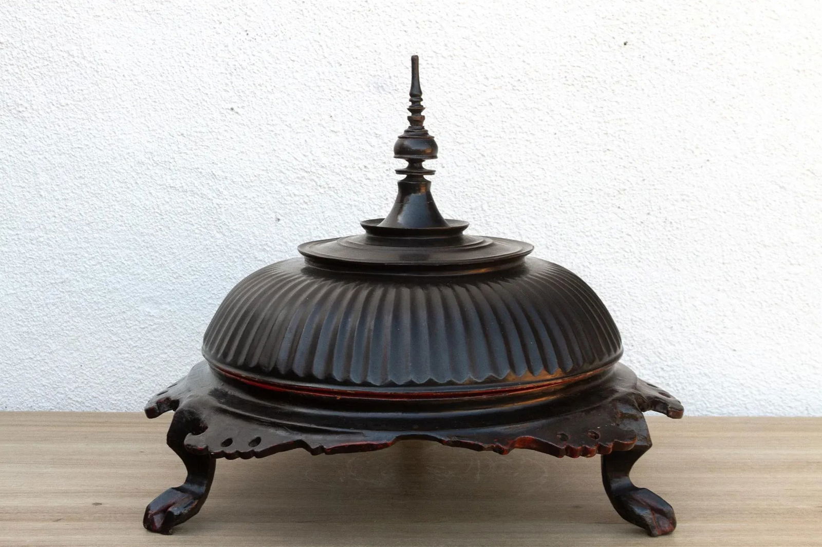 Antique Black Lacquered Burmese Offering Vessel - 5