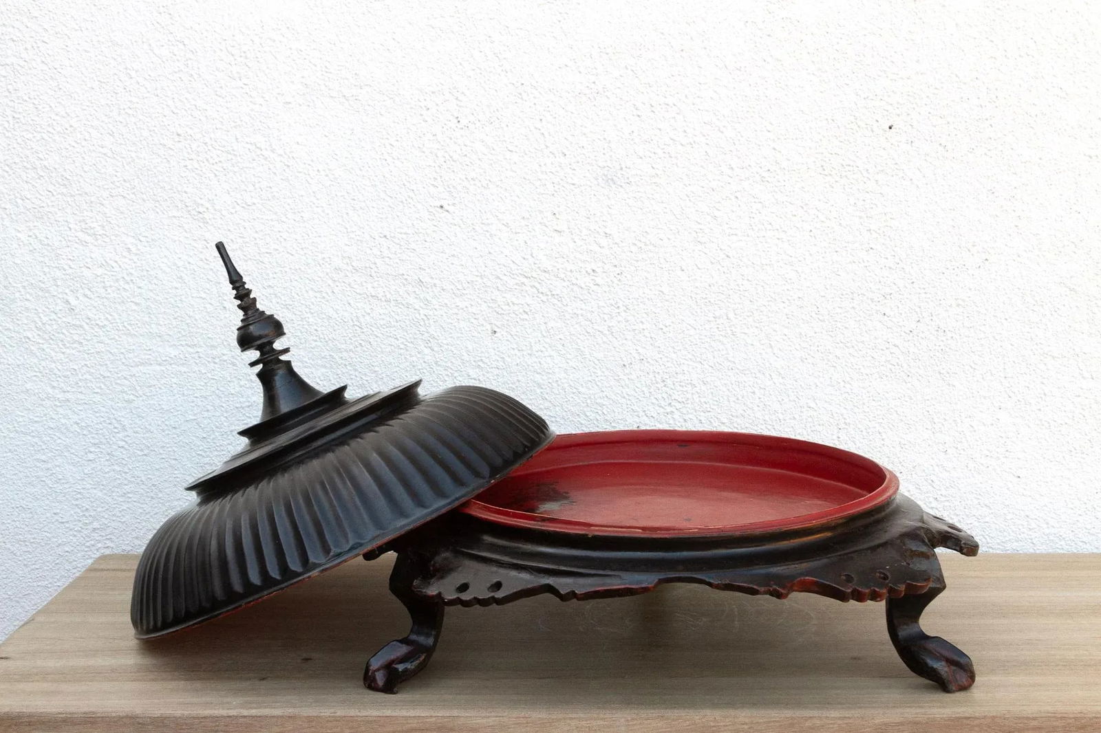 Antique Black Lacquered Burmese Offering Vessel - 7