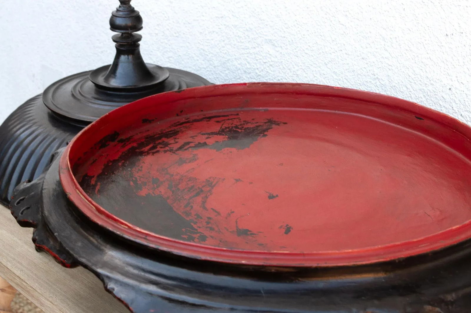 Antique Black Lacquered Burmese Offering Vessel - 9