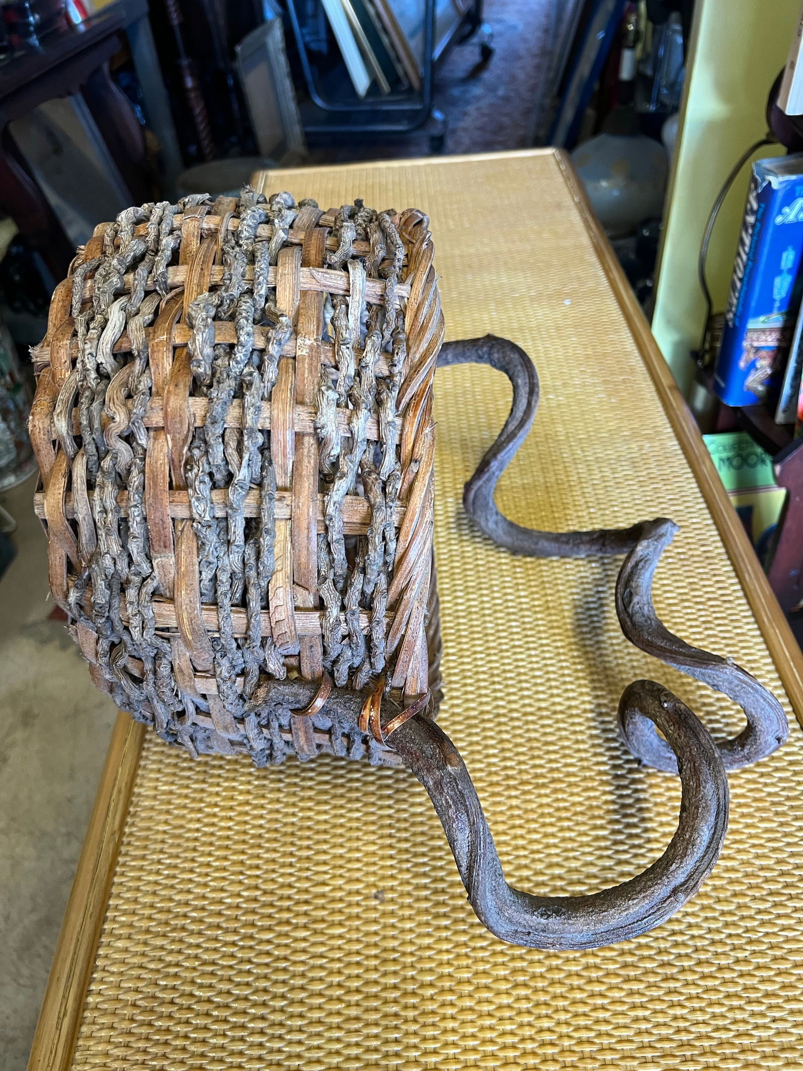 Early 20th Century Vintage Basket with Twisted Vine Handle - 6