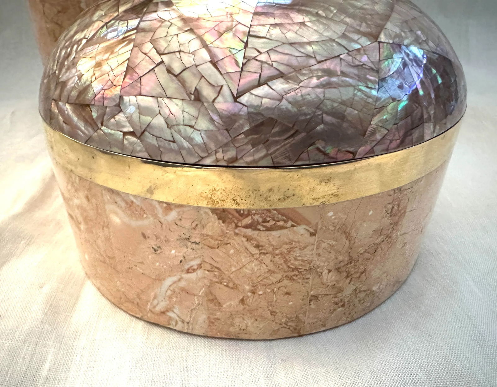 Post Modern Set of 3 Peach/Pink Tessellated Stone- Dome Lid Boxes - 6