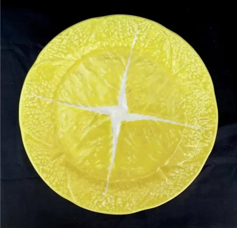 Yellow Portuguese Cabbage Leaf Dinnerware Set of Fifty Four Pieces - 2