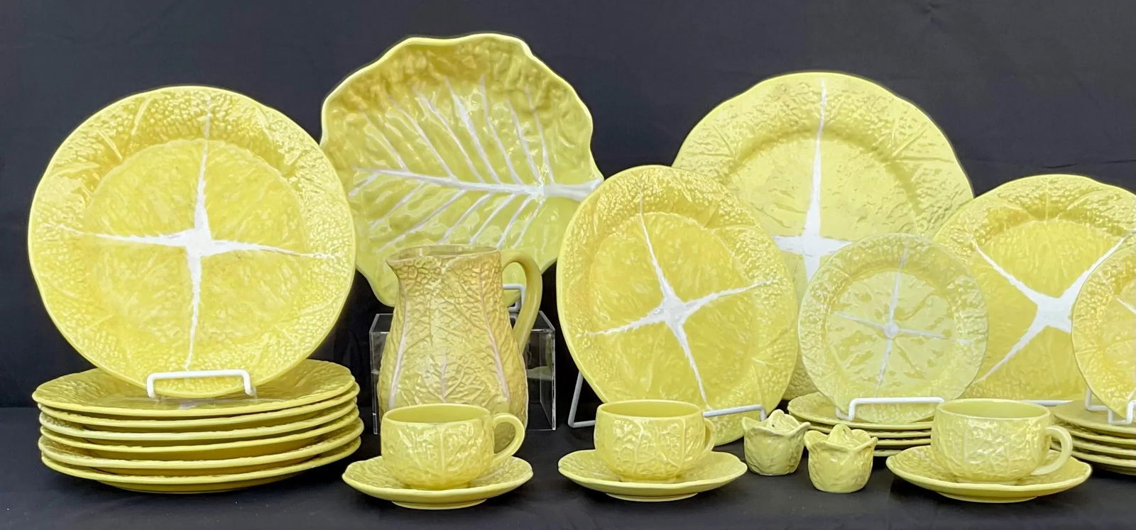 Yellow Portuguese Cabbage Leaf Dinnerware Set of Fifty Four Pieces - 3