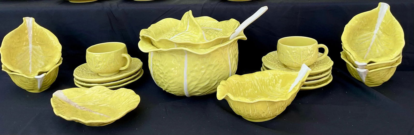 Yellow Portuguese Cabbage Leaf Dinnerware Set of Fifty Four Pieces - 5