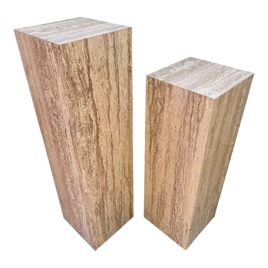 Mid 20th Century Postmodern Faux Travertine Laminate Pedestals - A Pair (1 of 12)