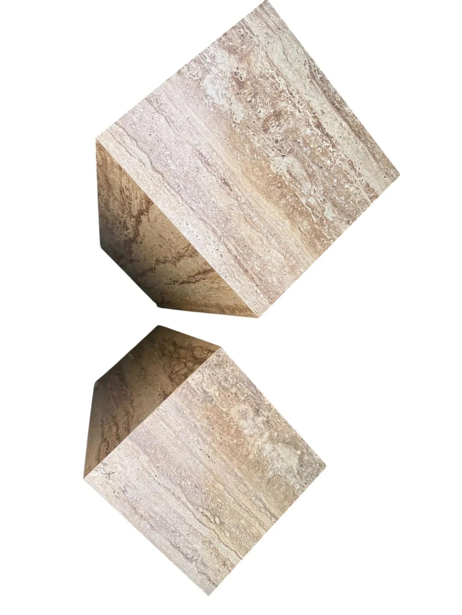 Mid 20th Century Postmodern Faux Travertine Laminate Pedestals - A Pair - 3